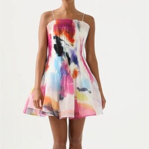 Aje Celestial Pleated Mini Dress